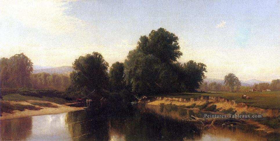 Bétail au bord de la rivière moderne Alfred Thompson Bricher Paysage Peintures à l'huile